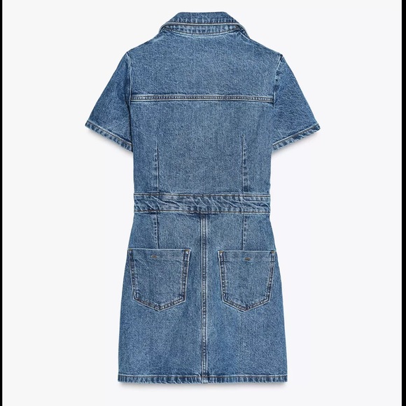 Zara Blue Denim Mini Dress - Picture 7 of 8